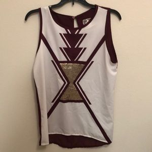 Collegiate Outfitters Maroon and White tank top.
